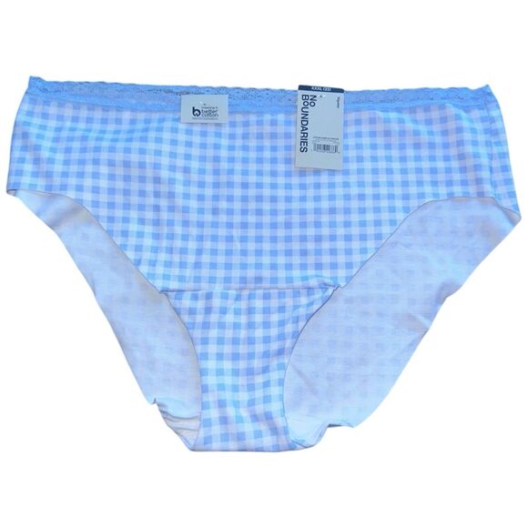 Hipster Lace Trim Panty Blue Gingham Plaid XXXL - Picture 12 of 16